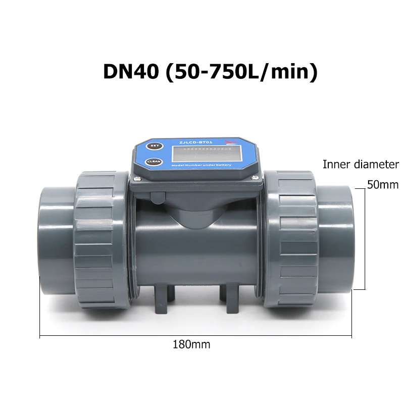 DN15-DN80 Digitale display-stroommeter Op batterijen werkende PVC-pijpleidingstroommeter met hoge precisie Waterstroomsensor voor landbouwirrigatie