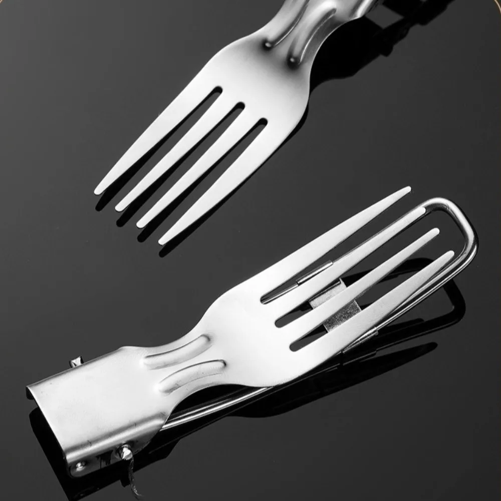 304 Stainless Steel Folding Spoon Folding Fork Chopsticks Set Camping Spoon Flatware Foldable Spoon Picnic Utensil view 2