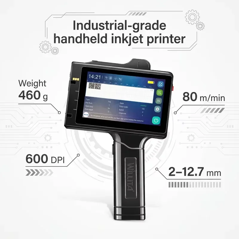 Willita Touch Screen Portable Handheld Inkjet Printer Smart Coder for Film Foil Bags Multifunctional High Productivity Time