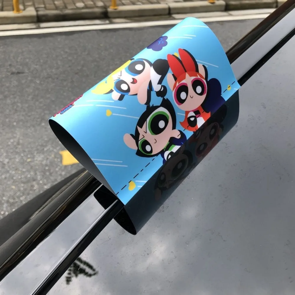 Cartoon Anime The Powerpuff Girls Car Stickers Car Rear Label Decoration Auto Door Waterproof Sticker Decorative Accessories