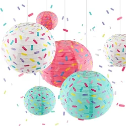 Ice Cream Lantern Children's Birthday Party Decoration Foldable Paper Colorful Round Handmade Lantern Pendant