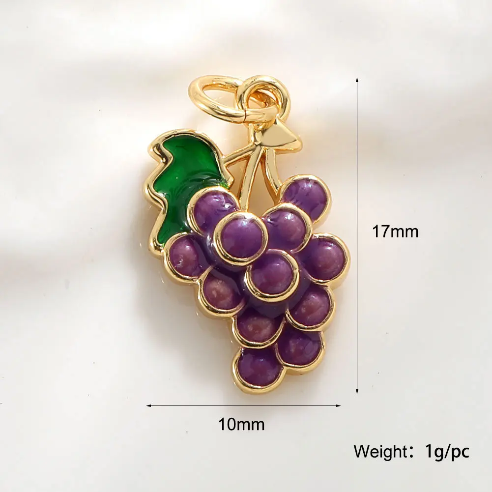 5Pcs Enamel Fruit Bouquet Peach Mushroom Lychee Pendants DIY Bracelet Necklace Making Charms