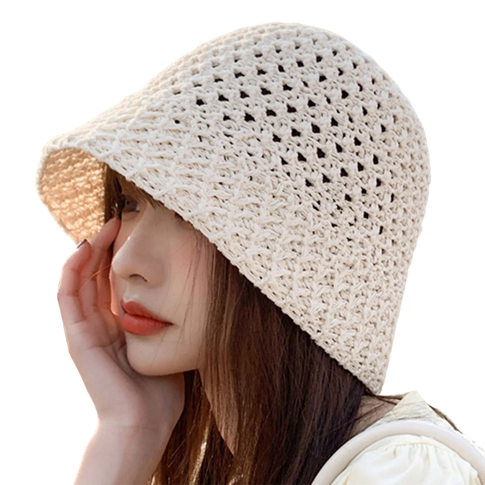 Summer Hiking Fisherman Hat Breathable Knitted Sunshade Fisherman Hat for Home Office Travel School Hiking