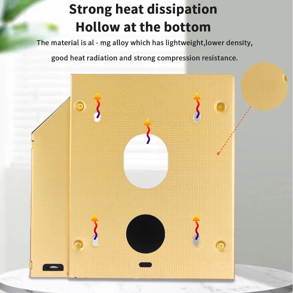 TISHRIC อลูมิเนียม 2nd ฮาร์ดดิสก์แคดดี้ 9.5 มม.12.7 มม.SATA 3.0 ฮาร์ดดิสก์ไดรฟ์กล่อง Optibay 2.5 SSD 2TB สําหรับแล็ปท็อป CD-ROM