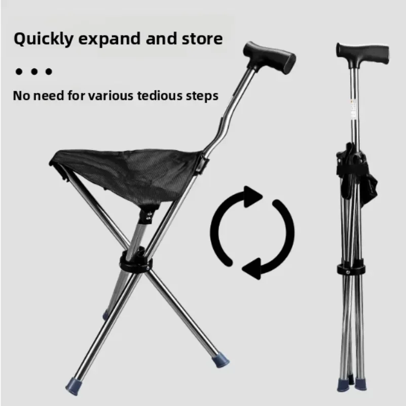 Folding Cane Seat 3 Legs Walking Cane with Triangular Handle Stool High Load Capacity Easy Carry for Elderly Support Cane Stool  Factory Direct Wholesale, Affordable Bulk Price Cost-effective Bulk Price