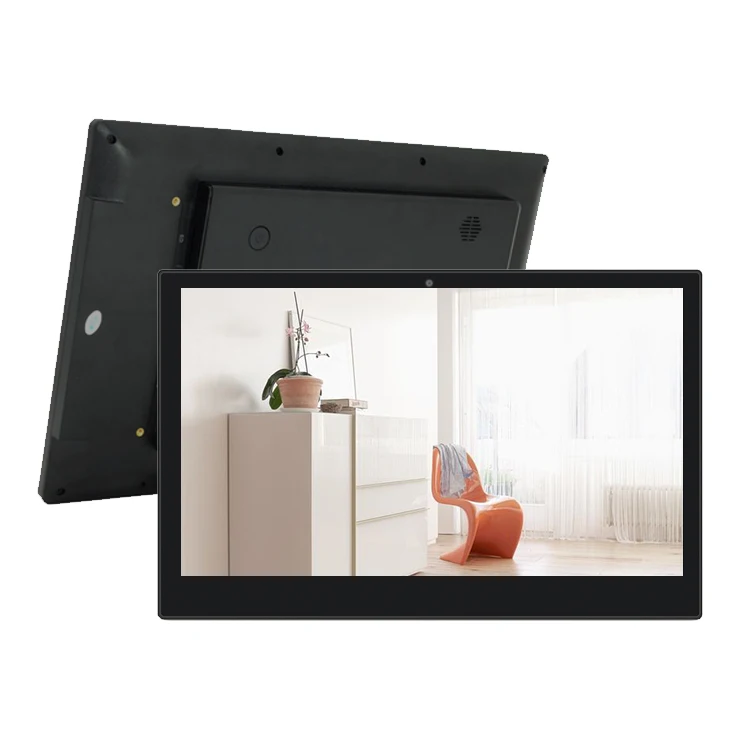 Android 10 OS 15.6 inch LCD digital signage advertising touch player wall mount poe rj45 panel