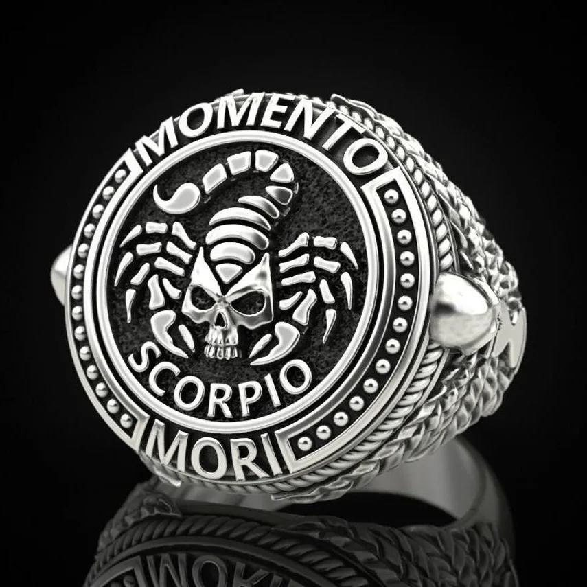 

2026 Hot Sale 925 Silver New Scorpio Skull Ring Punk Punk Retro Scorpion Ring For Men