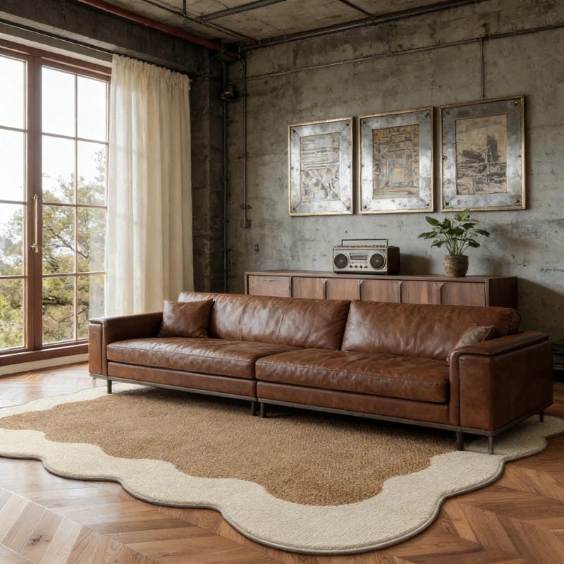 

Irregular Shape Rugs for Bedroom Fluffy Soft Bedside Rug Retro Style Living Room Decoration Carpet Thick Plush Lounge Floor Mat