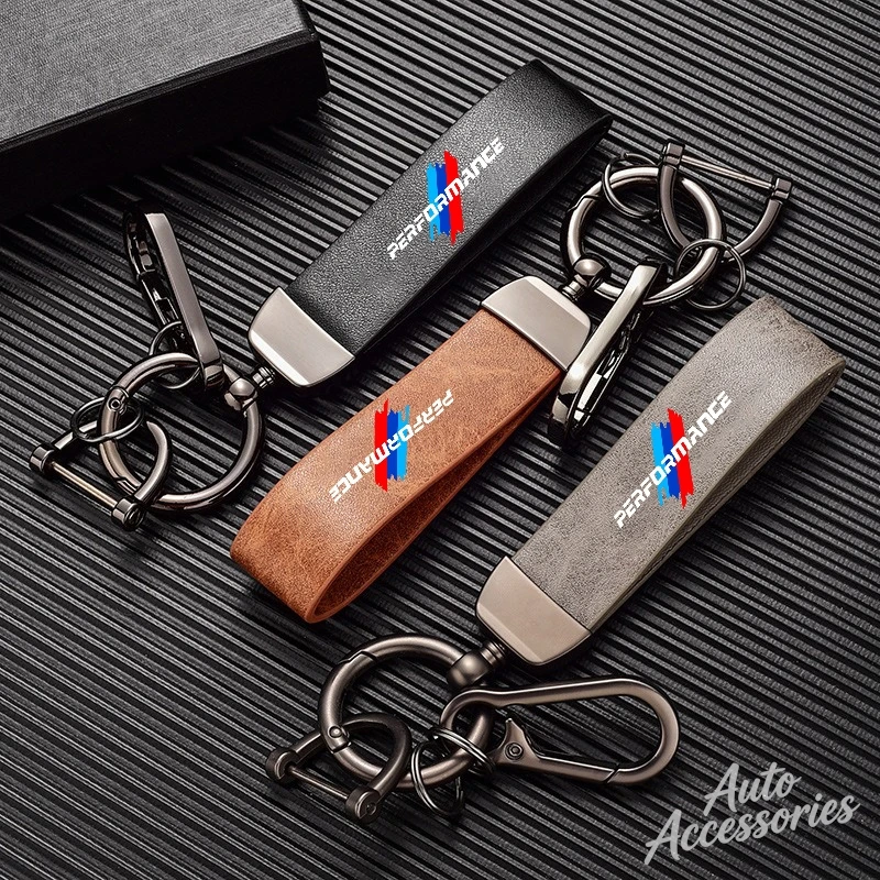 

1PC Vintage Leather Car Styling Emblem Keychain Key Rings For BMW Performance F30 F10 E90 F20 E46 E60 E70 E39 E36 E87 X7 E92 E91