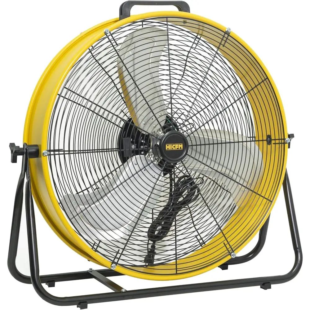 

24 High Velocity Portable Drum Fan with 1/3 HP Motor, Turbo Blade, 3-Speed Low Noise, and 9ft Power Cord