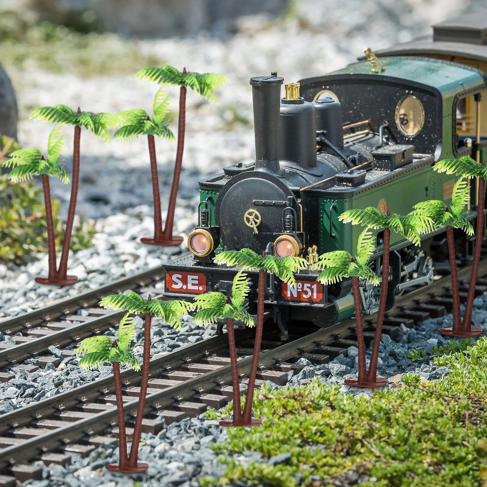 

12Pcs Artificial Plastic Coconut Palm Trees Miniature Scenery Craft Micro Landscape Bonsai Decorating Supplies