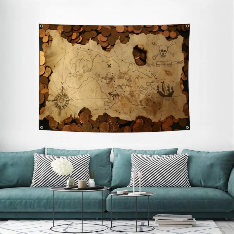 VIKAMA Modern World Map Tapestry Polyester Fiber Wall Hanging Suitable for Living Room, Bedroom, Home Decoration