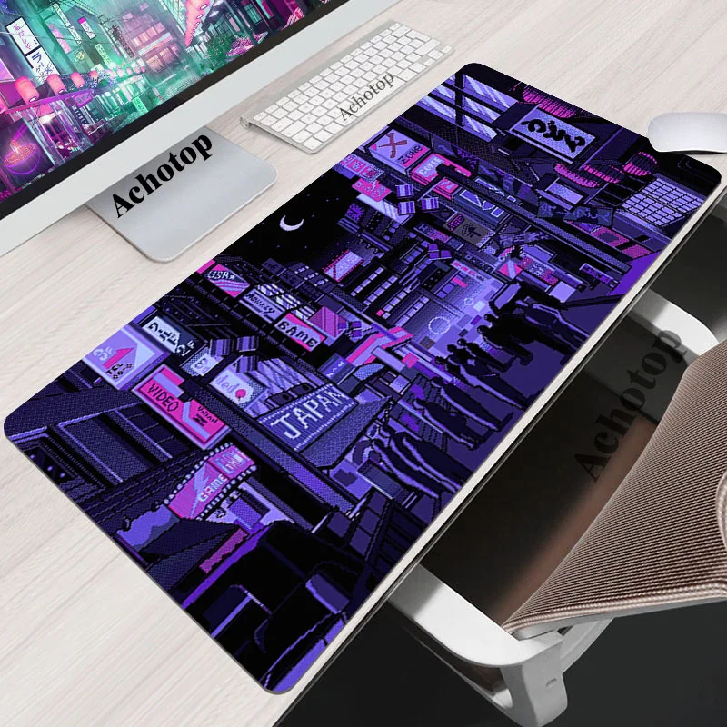 Pixel Art Gaming MousePad XXL Computer Laptop Gamer Extended Mouse Mat Large Anime Mouse Pad PC Keyboard Kawaii Street Desk Mat