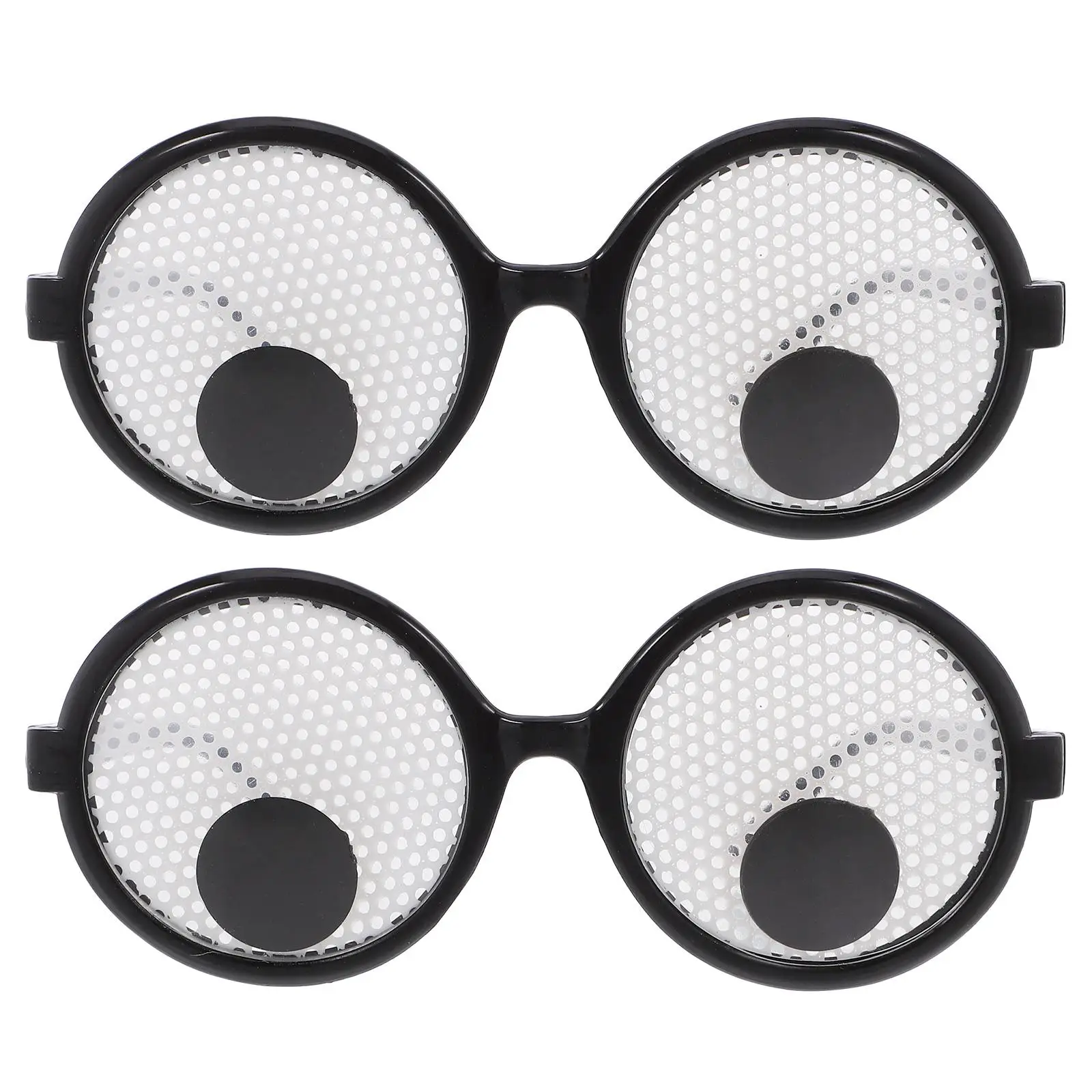 

2Pcs Rolling Eye Glasses Funny Sunglasses Comfortable Wear Photo Props Clown Costume Accessories for Parties Weddings Birthdays