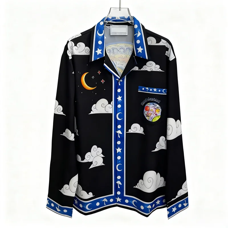 

2026 vintage men's and women's shirts autumn long sleeved luxury printed shirts casual tops elegant and fashionable gifts