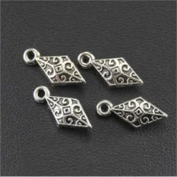 30Pcs/Lot 7*16mm Silver Color rhombus shape drop Charm Pendant DIY Necklace Bracelet Bangle Findings