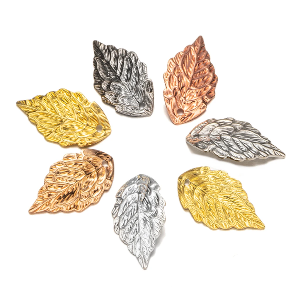 50Pcs 10x18mm Goldcolor Metal Charms Leaf Shape Earrings Pendants For DIY Necklace Jewelry Making Findings Supplies Accessories