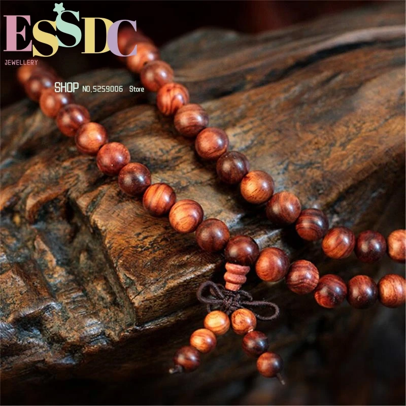 Natural Vietnam Rosewood Small Holes Exquisite 108 Beads Mala Sandalwood Wood Strand Bracelet for Men and Women Wholesale