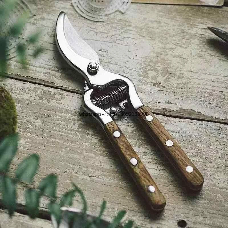 Imported Technology Fraxinus Mandarin Wooden Handle Pruning Flower Clippers Garden Fruit Tree Pruning Branch Pruning Scissors