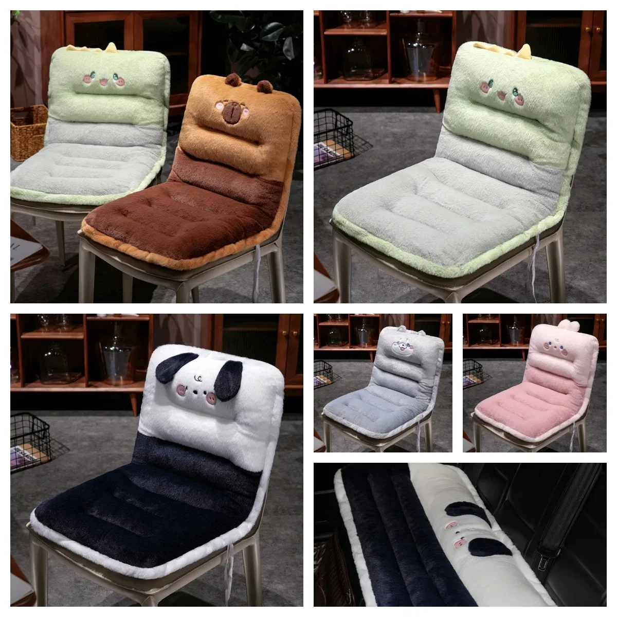 

Cartoon Cute Cat Plush Cushion Chair with Thick Non Slip Design Integrated Cushion with Straps Very Suitable for Home Office Use