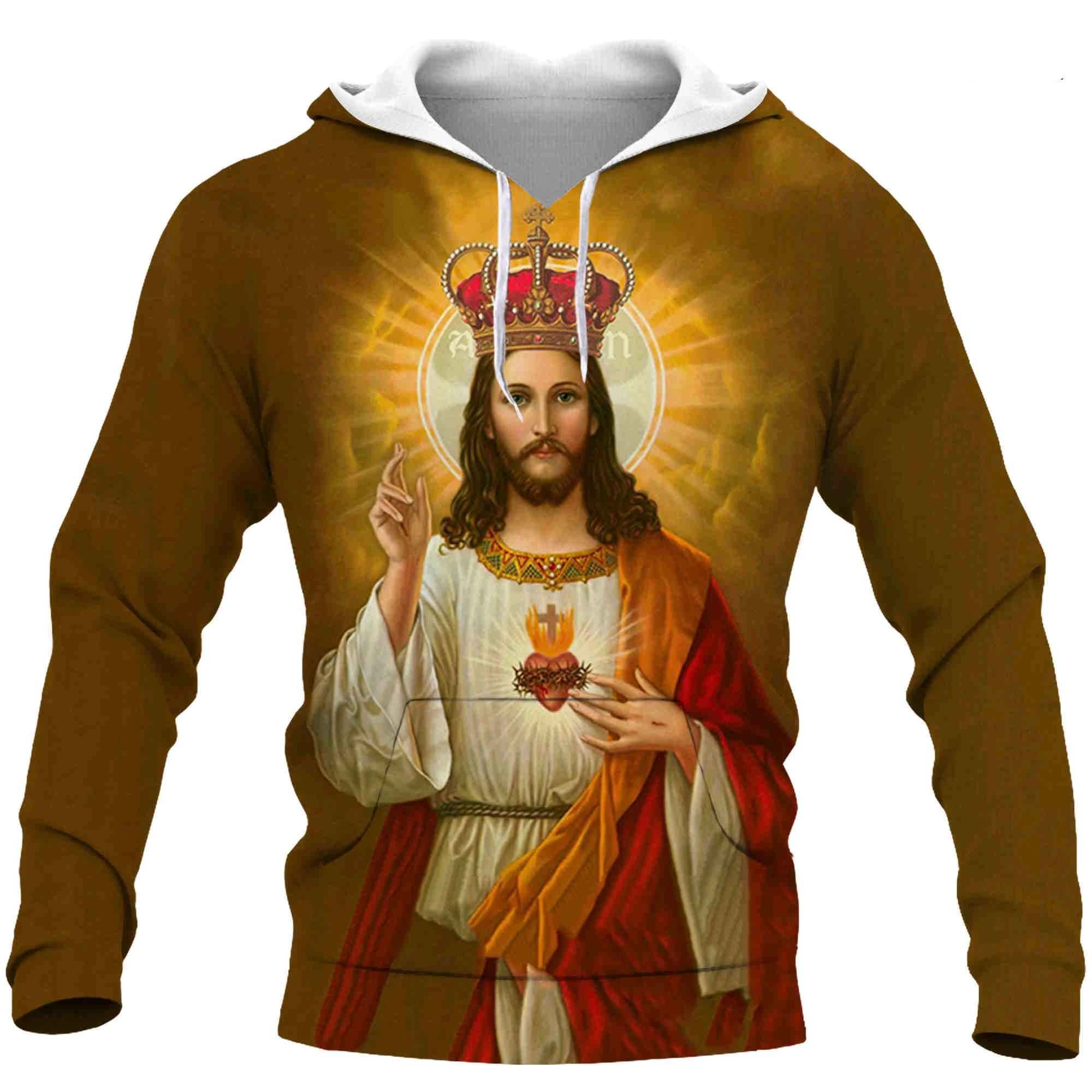 Jesus Men\'s Hoodie 3D Print Autumn Long Sleeve Fashion Hooded Pullover Sweatshirt Large Unisex Clothing Casual Hoodie For Men