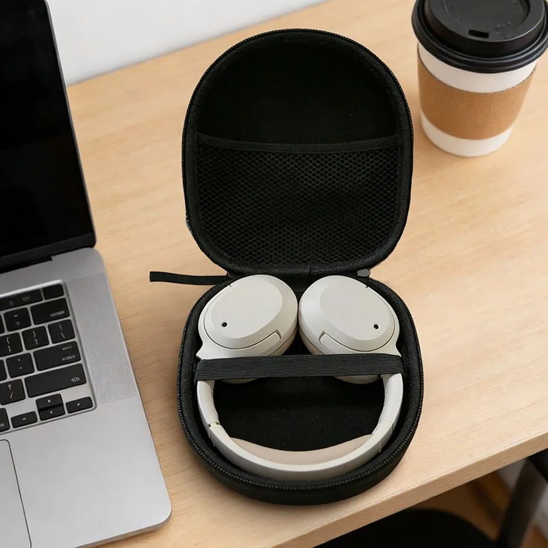 1PC Black Head-mounted Earphone Storage Bag Exquisite Carry-on Headphone Organizer Box Portable Travel Headset Holder
