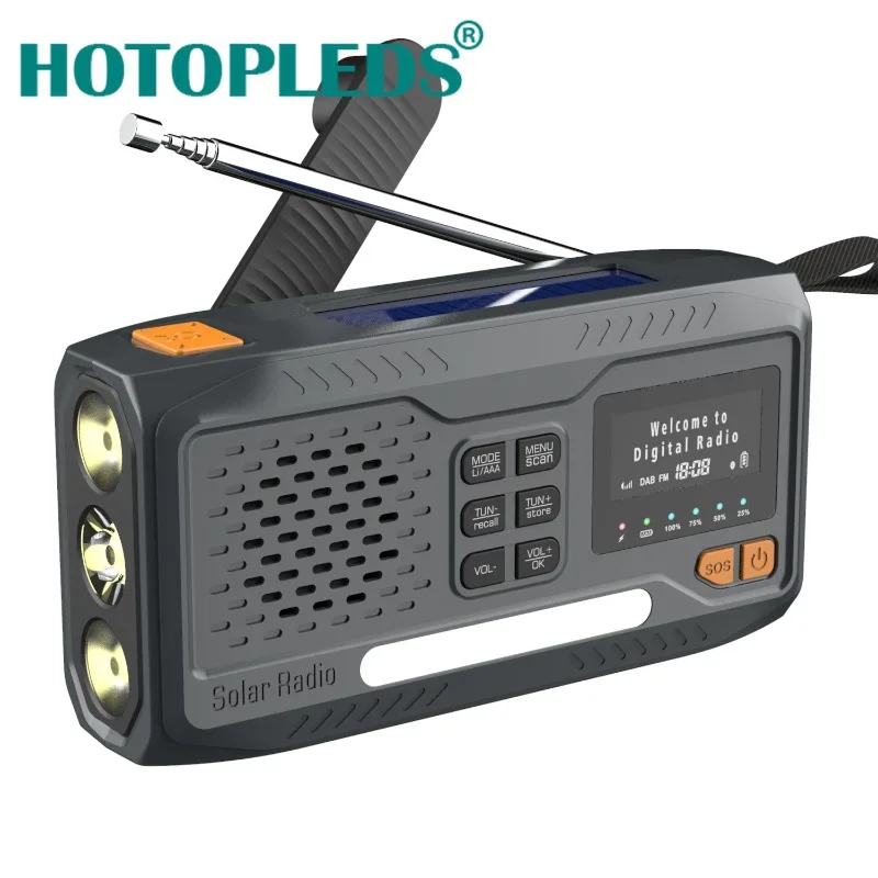 

DAB/FM Bluetooth Emergency Radio Portable Solar Radio Receiver Hand Crank Dynamo Outdoor Radio Camping Speaker with Flashlight
