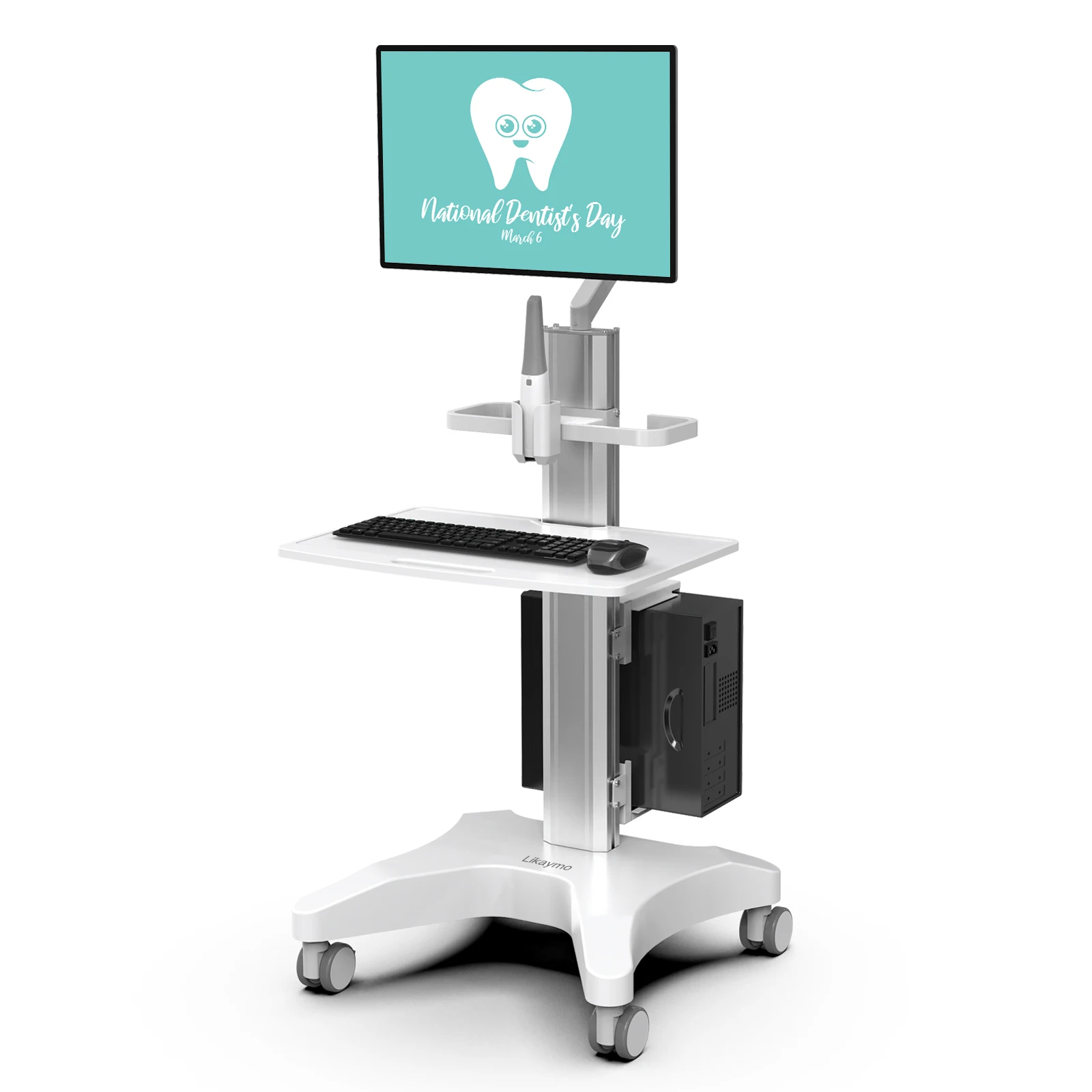 Medical Trolley with Oral Scanner Holder, Monitor Mount Dental Clinic Cart with Wheels for Hospital Beauty Salon (OC-1T)