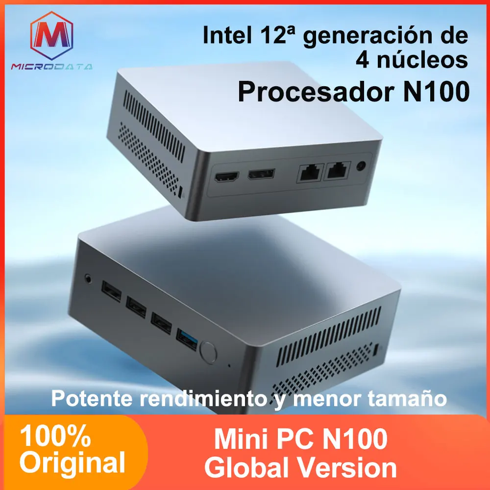 MicroData Mini PC N100 8GB 256GB, 16GB 512GB, Minipc, Intel 12th Generation 4 Cores Dual Display 4K Output DDR5 BT4.2 PC Gaming