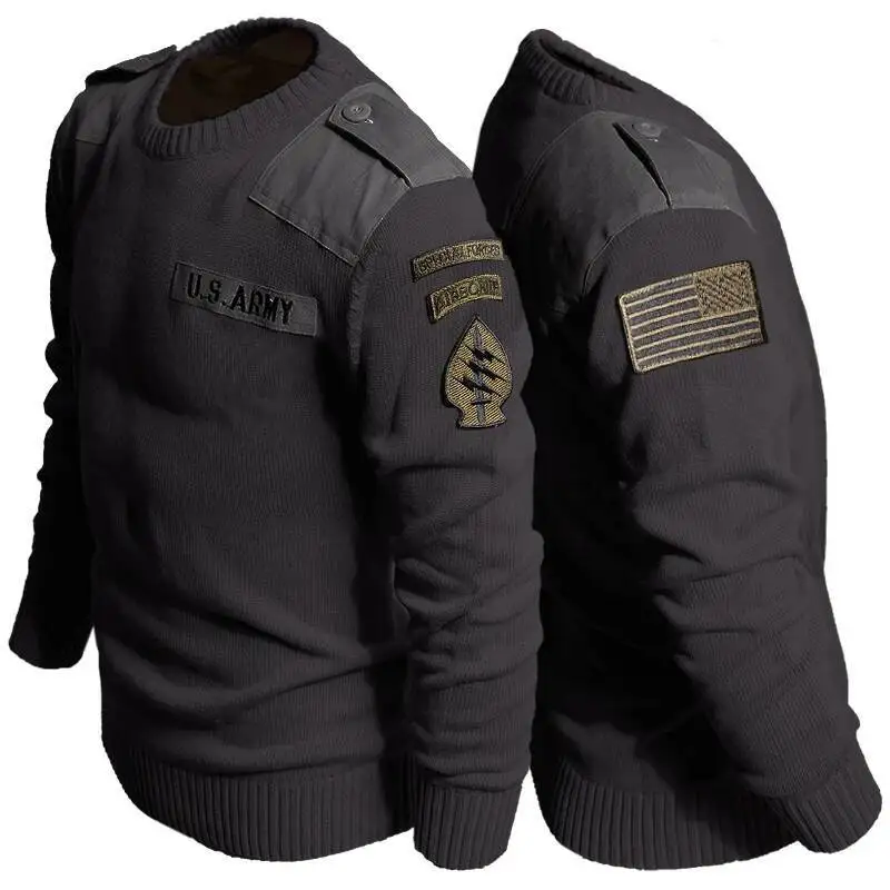 

Men S Tactical Military Field Jacket Army Fans Autumn Winter Outdoor Warm High Collar Sweater Knitwear Pullover Tops Man
