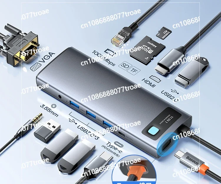 Typec extension Hdmi projection USB splitter adapter, 4 multi interface network cable converter