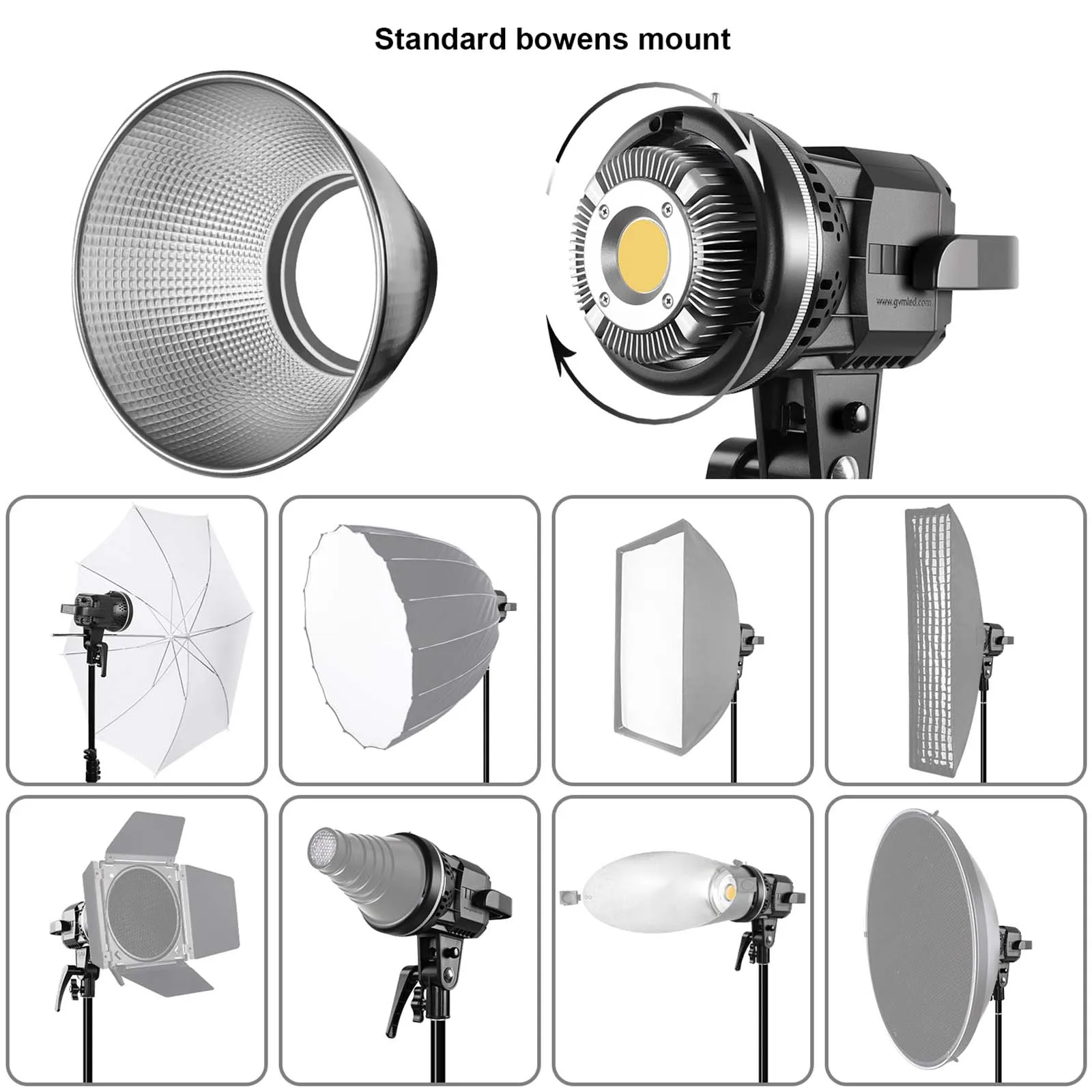 GVM P80S Ⅱ 80W Fresnel Light 5600K LED Spotlight Daylight Stepless Brightness Adjustment CRI 97+ Bowens Mount for Photography