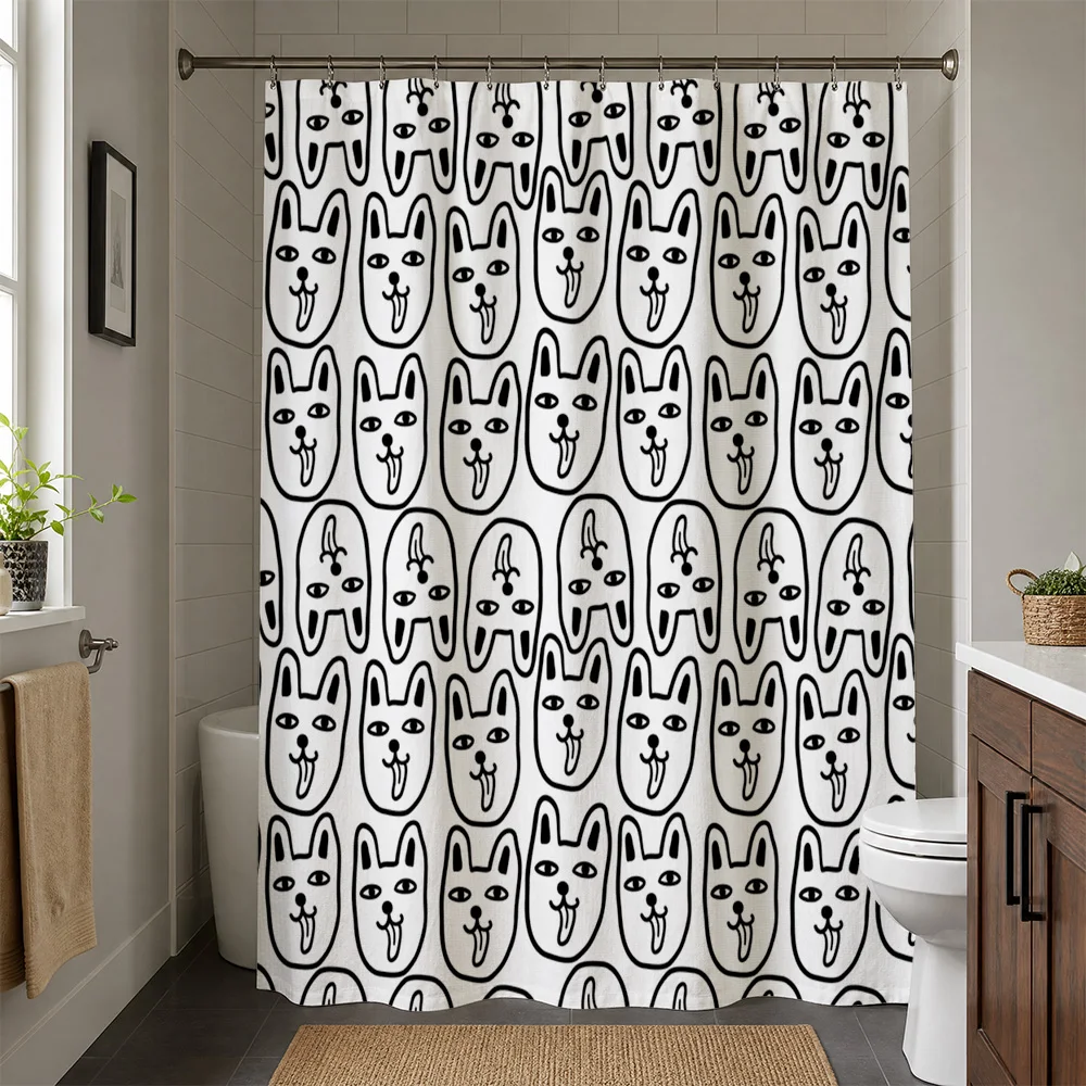 Waterproof Dog Face Shower Curtain Cute Puppy Pattern Bathroom Decor Liner Novelty Home Decoration Accessories Kids Bathroom Cur