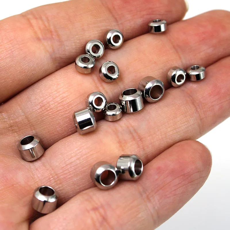 50 Stück 5 mm 6 mm Edelstahl-Abstandsperlen, lose Charm-Perlen für DIY-Armbänder, Halsketten, Schmuckherstellung, Zubehör