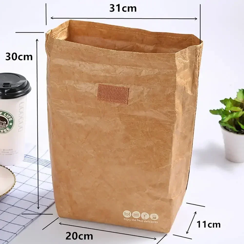 Kraft Paper Collapsible Cold Retention Food Cooler Bag Dust-proof Aluminum Picnic Hiking Thermal Insulated Bag Lunch Bag