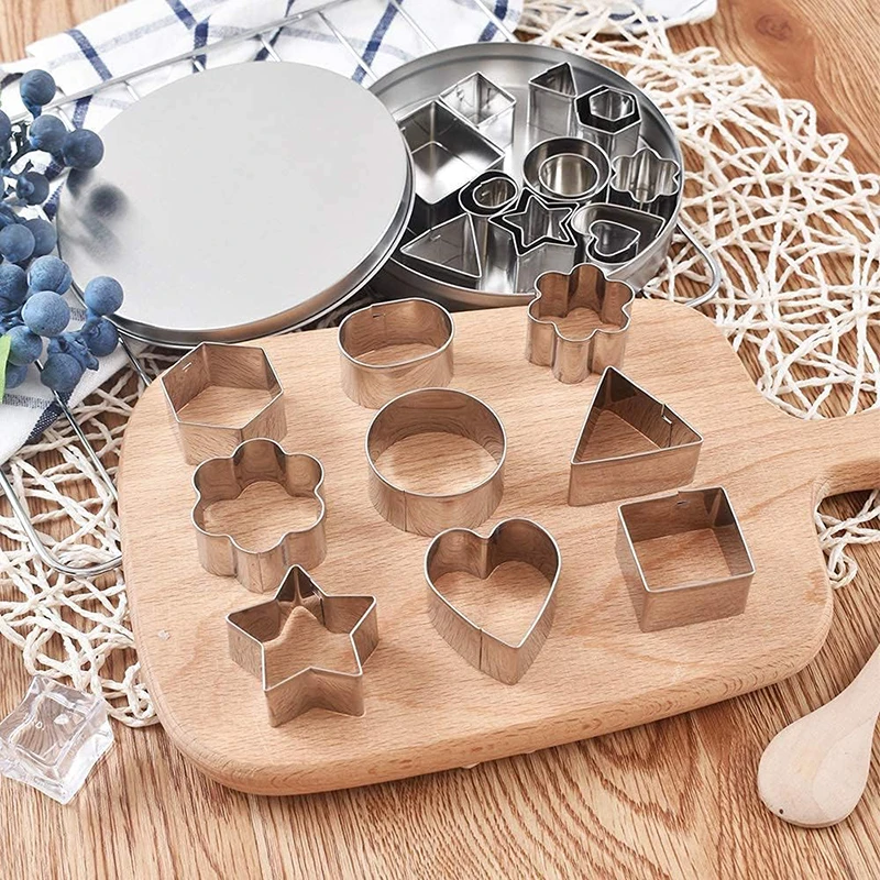 

24Pcs Stainless Steel Biscuit Mold Mini Cookie Cutter Set Dough Biscuit Cutter Baking Tool Pie Fondant Cake Cookie Baking Mold