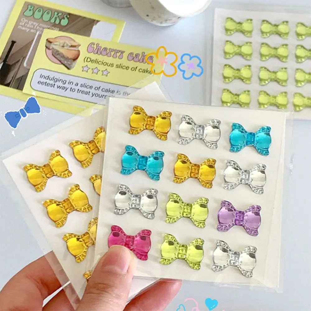 Cute Bow Drill Stickers Cartoon Creative Decorative Sticker Delicate 3D Stereoscopic Ledger Decoration Materials Kindergarten
