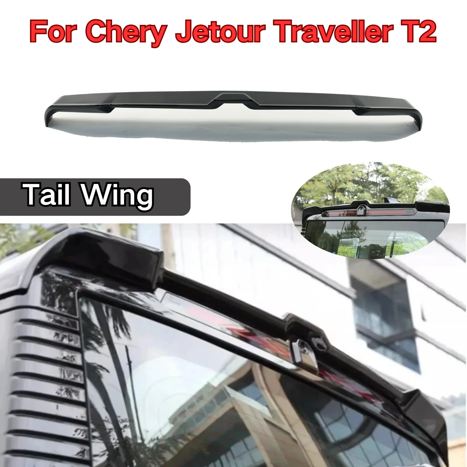 Car Tail Wing  For Chery Jetour Traveller T2 Car Accessories Roof Fixed Modified Rear Wing Body Kit   Spoiler Splitter Black