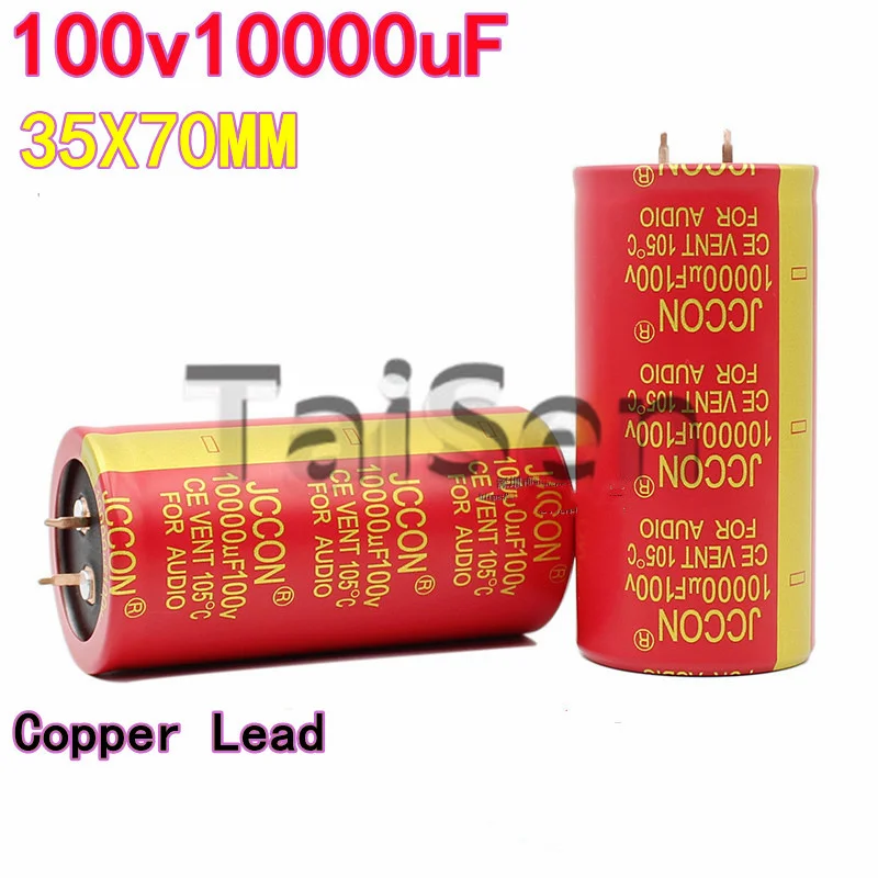 1 Stück 100V 10000uF JCCON Kupferkabel Rote Hülle Audio-Verstärker-Filterkondensator, Brandneu 35×70mm – Detail 3