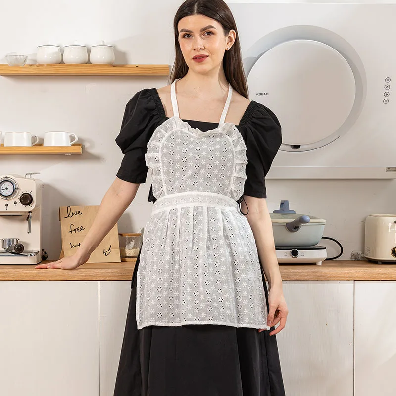 

Lace Hollow Cute Apron Japanese Maid Half Body Apron Cafe Work Suit Apron