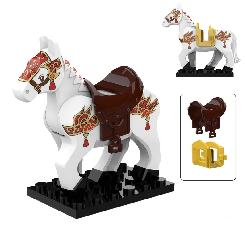 Historisch Beroemde Battle Paard Bouwsteen Model Middeleeuwse Cavalerie Soldaten Figuur Bricks Accessoires Speelgoed Voor Kids J108