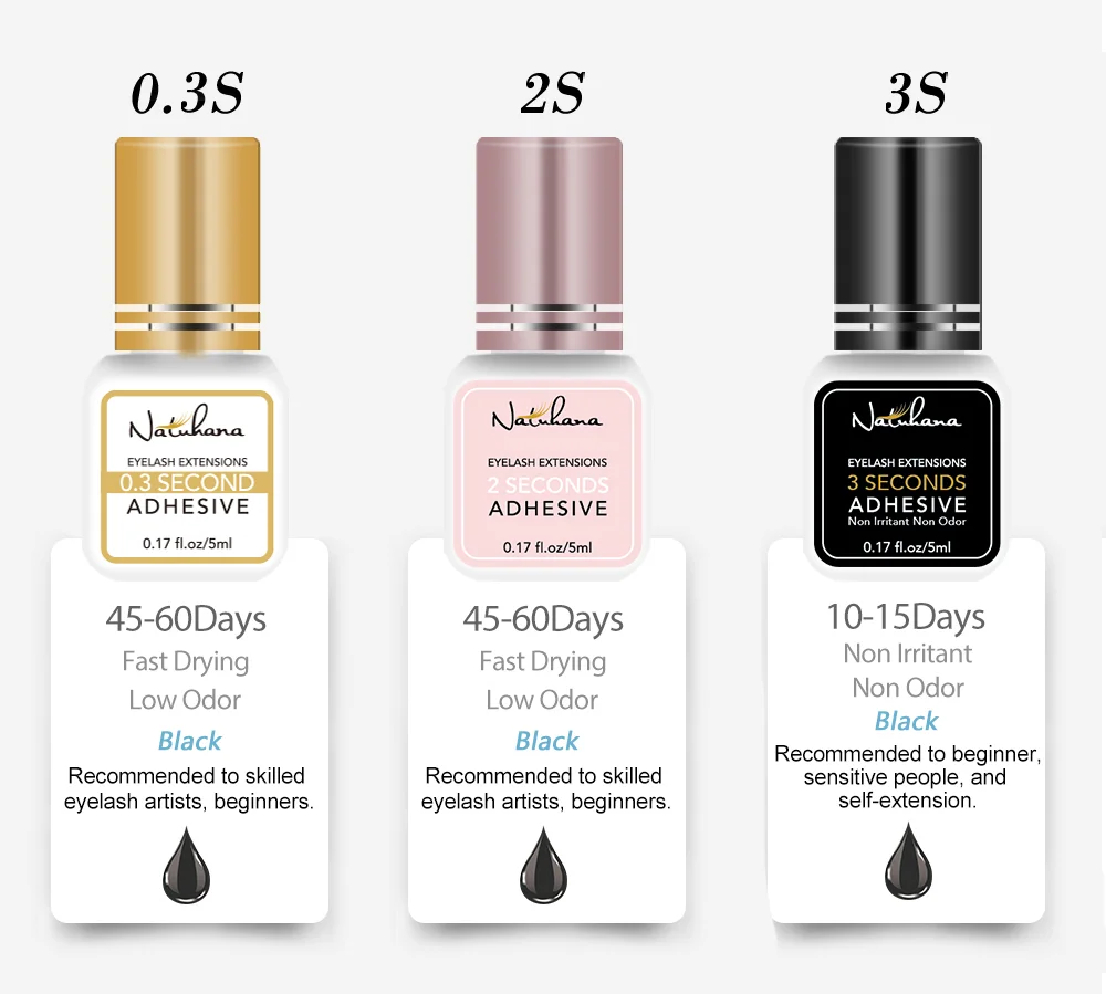 NATUHANA 3 teil/los Wimpern Kleber Wasserdicht Wimpern Extensions Kleber Schnell Trocknend Langlebig Augen Kleber Make-Up-Tools – Detail 8