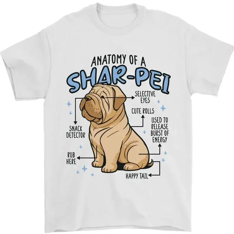 Shar Pei Anatomia Divertente Cane T-Shirt 100% IN Cotone