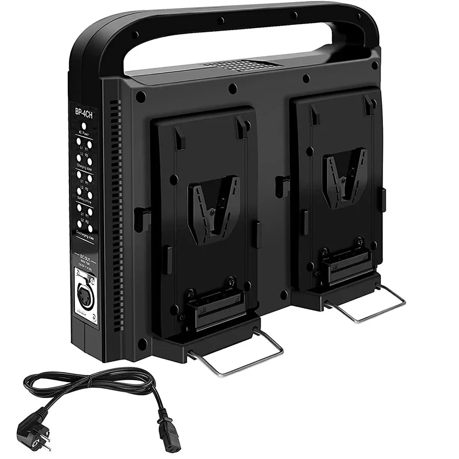 BP-4CH 4 Channel V-Mount/V Lock Battery Charger with DC 16.5V Power Supply Output Compatible with Any V-Mount Battery