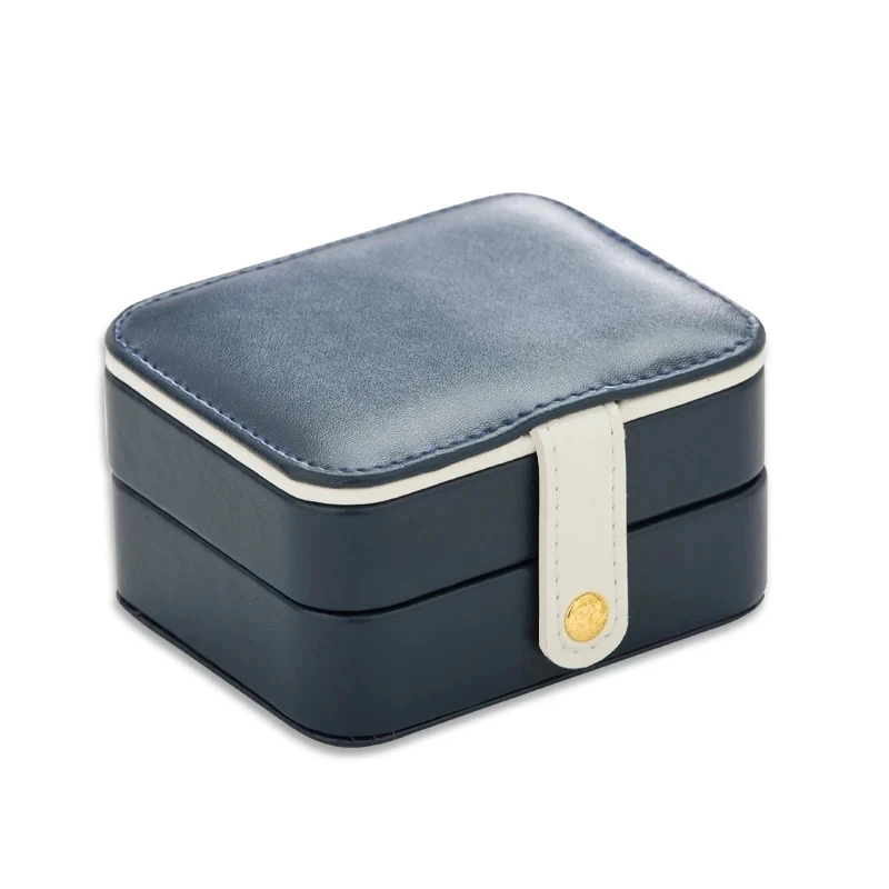 Solid Color Fashion PU Leather Jewelry Storage Box Multilayer Ring Earrings Storage Boxes Travel Protable Jewelry Organizer Case