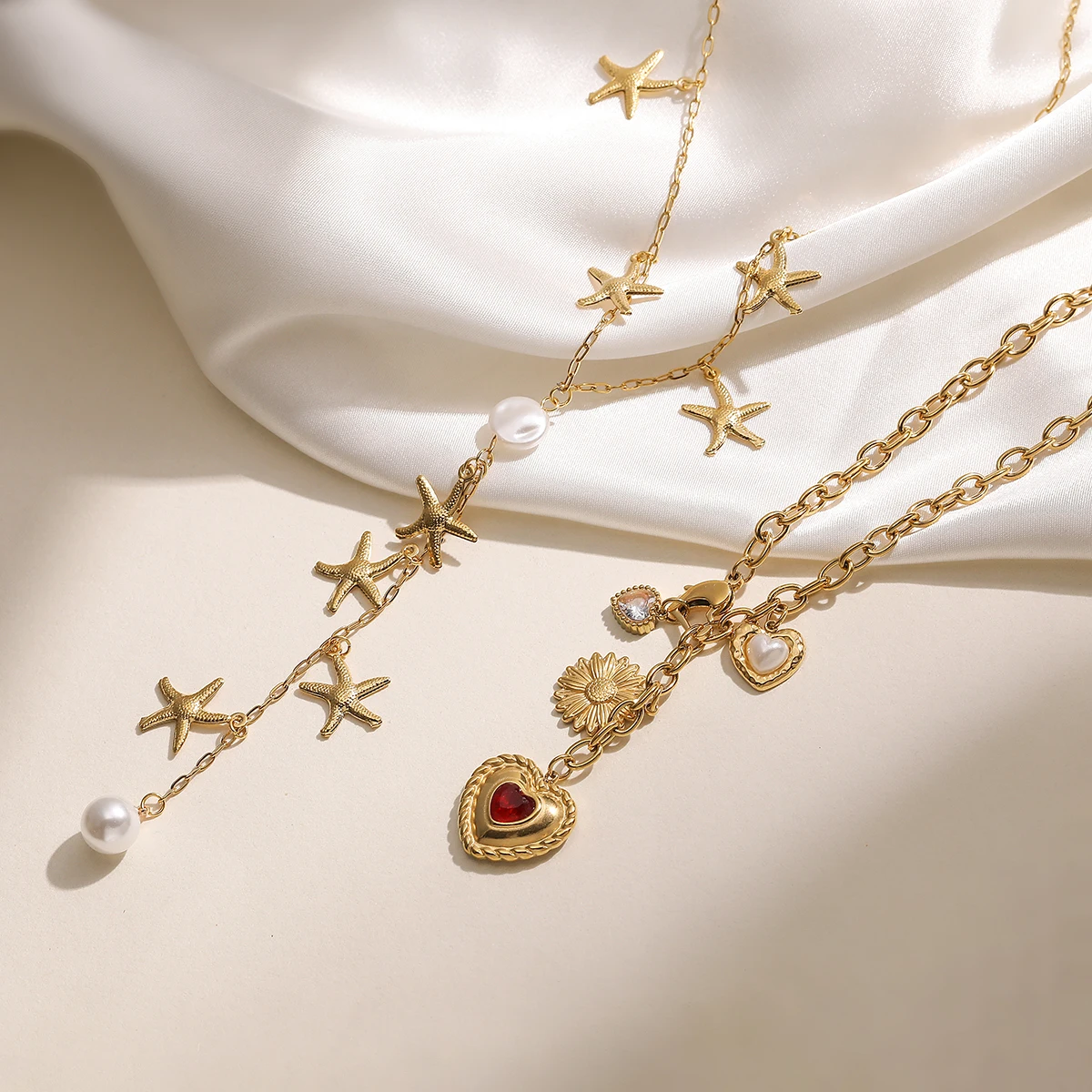 NEWBUY 2025 Hot Sale Gold Color Bohemian Style Stainless Steel Choker Necklaces For Women Summer Jewelry Daily Accessories