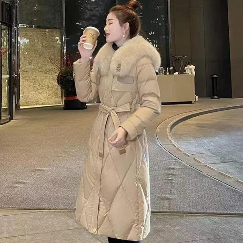 

2023 New Women Down Cotton Coat Winter Jacket Female Long Over Collar Outwear Thicken Warm Fashion Parkas