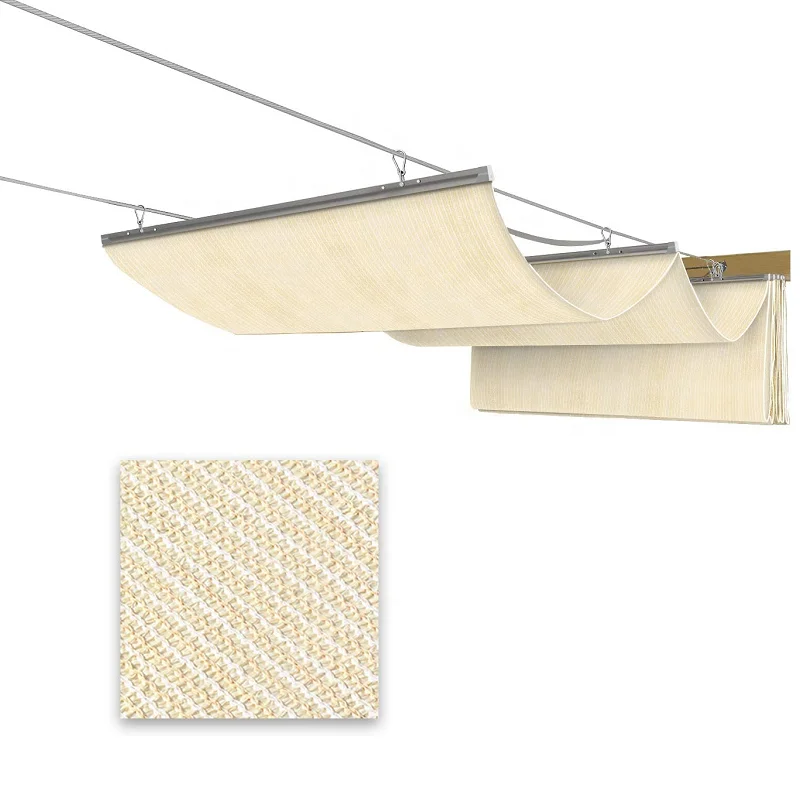 90% Shade Rate Virgin HDPE Wit UV Retractable Wave Shade Sail for Pergola Balcony