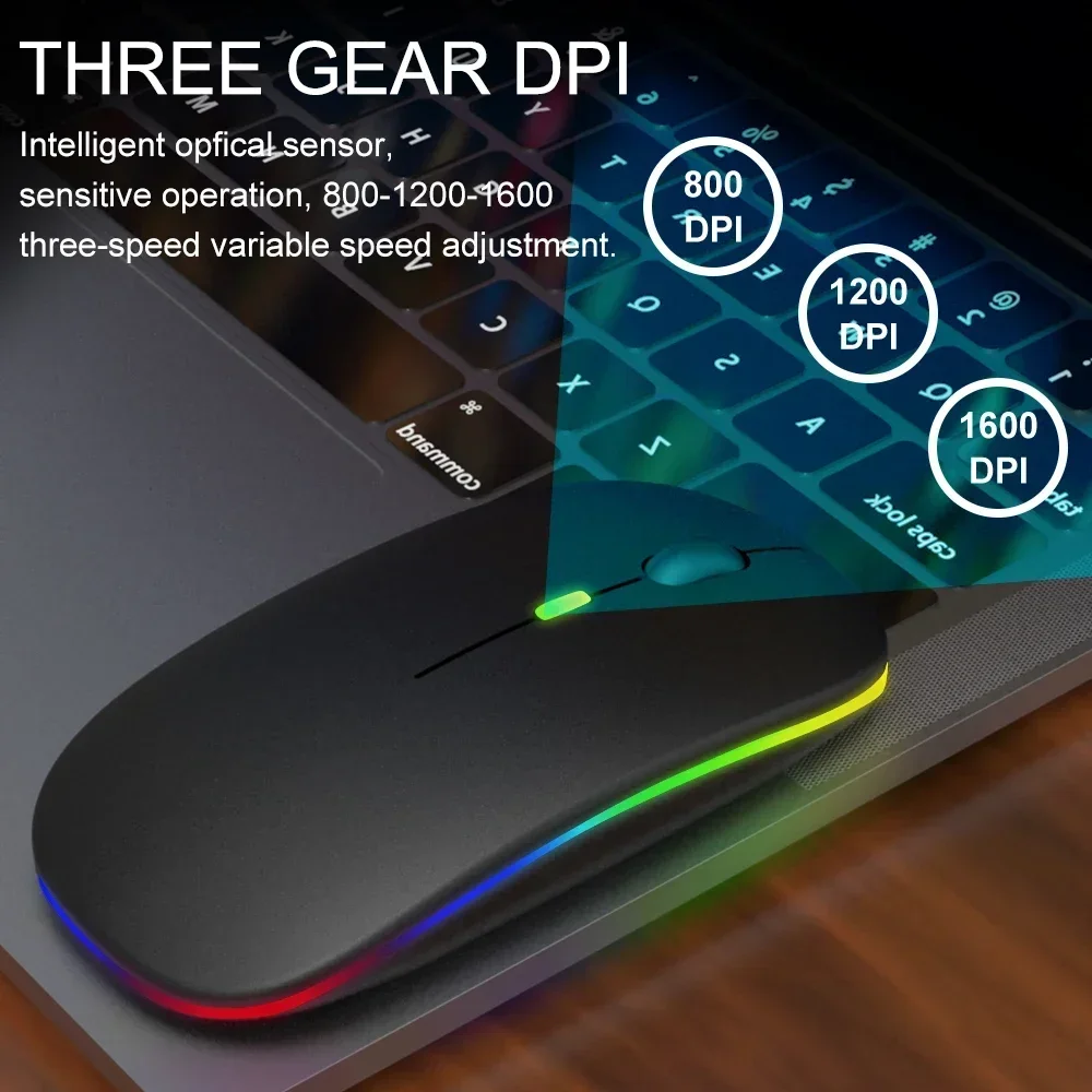 Bluetooth Mouse Wireless Computer Rechargeable Mini Magic 2.4G USB With RGB BackLight Mute Mice For Desktop Laptop Gamer Mouse