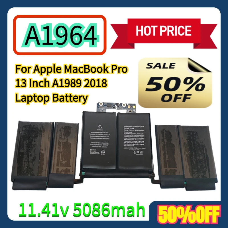 

For Apple MacBook Pro 13 Inch A1989 2018 A1964 Laptop Battery 11.41v 5086mah